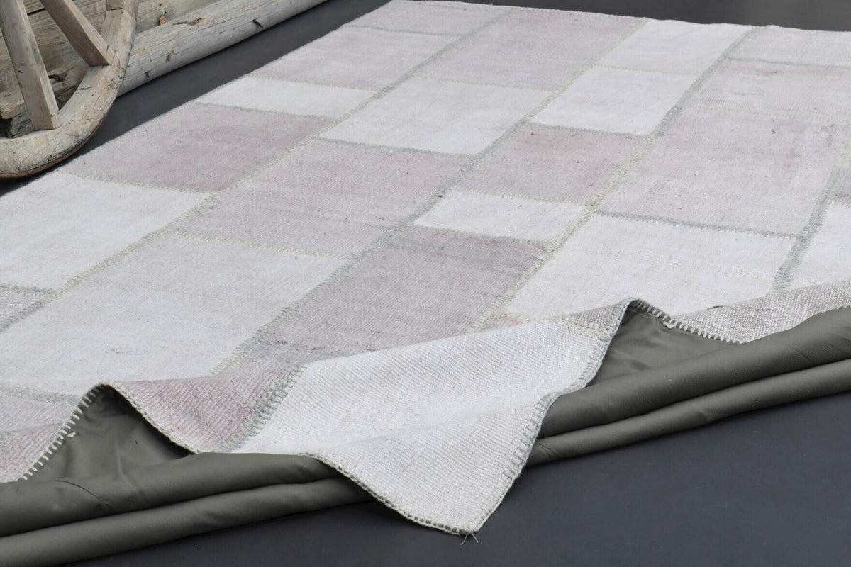 Patchwork vintage halı 220x368 cm, 5 mm hav, yün