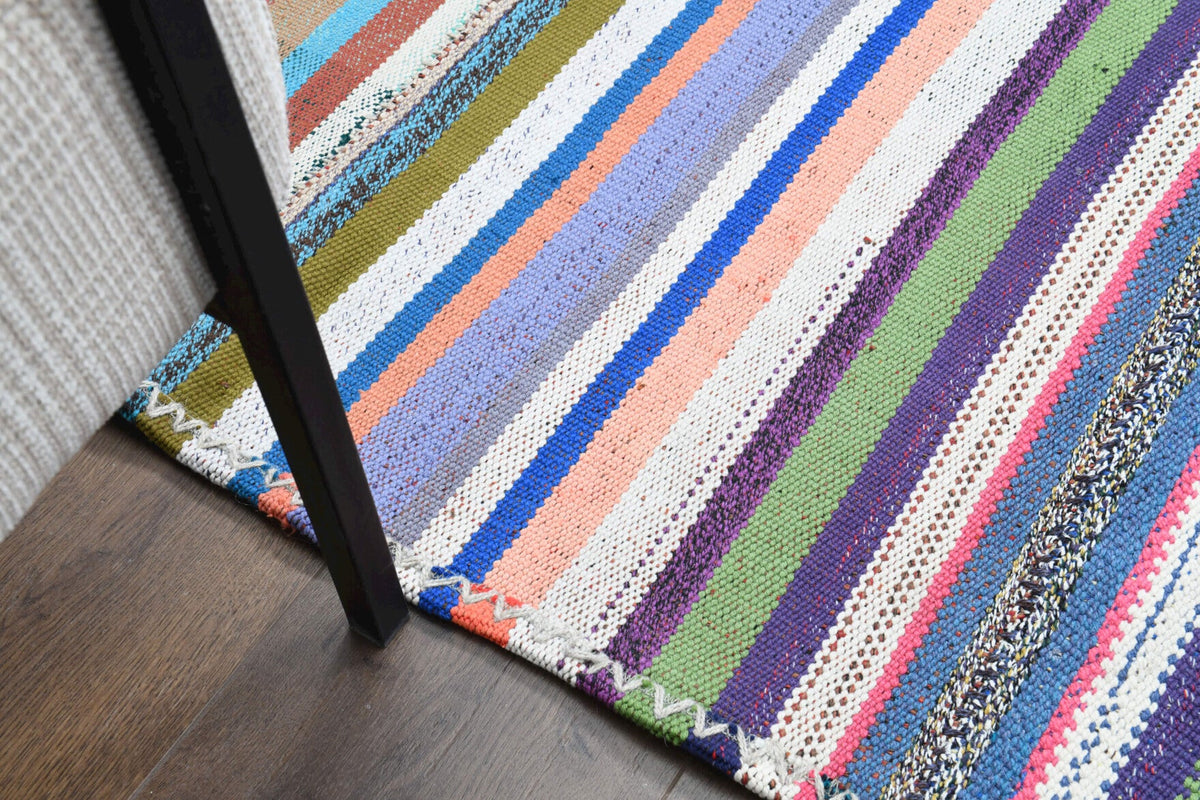 Salon için çizgili el dokuma vintage kilim – 238x359 cm