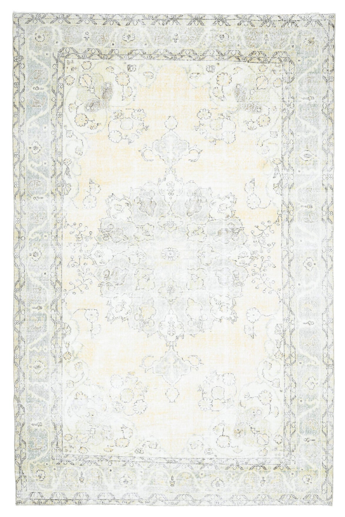 El yapımı vintage halı 213x335 cm oryantal desenli yün