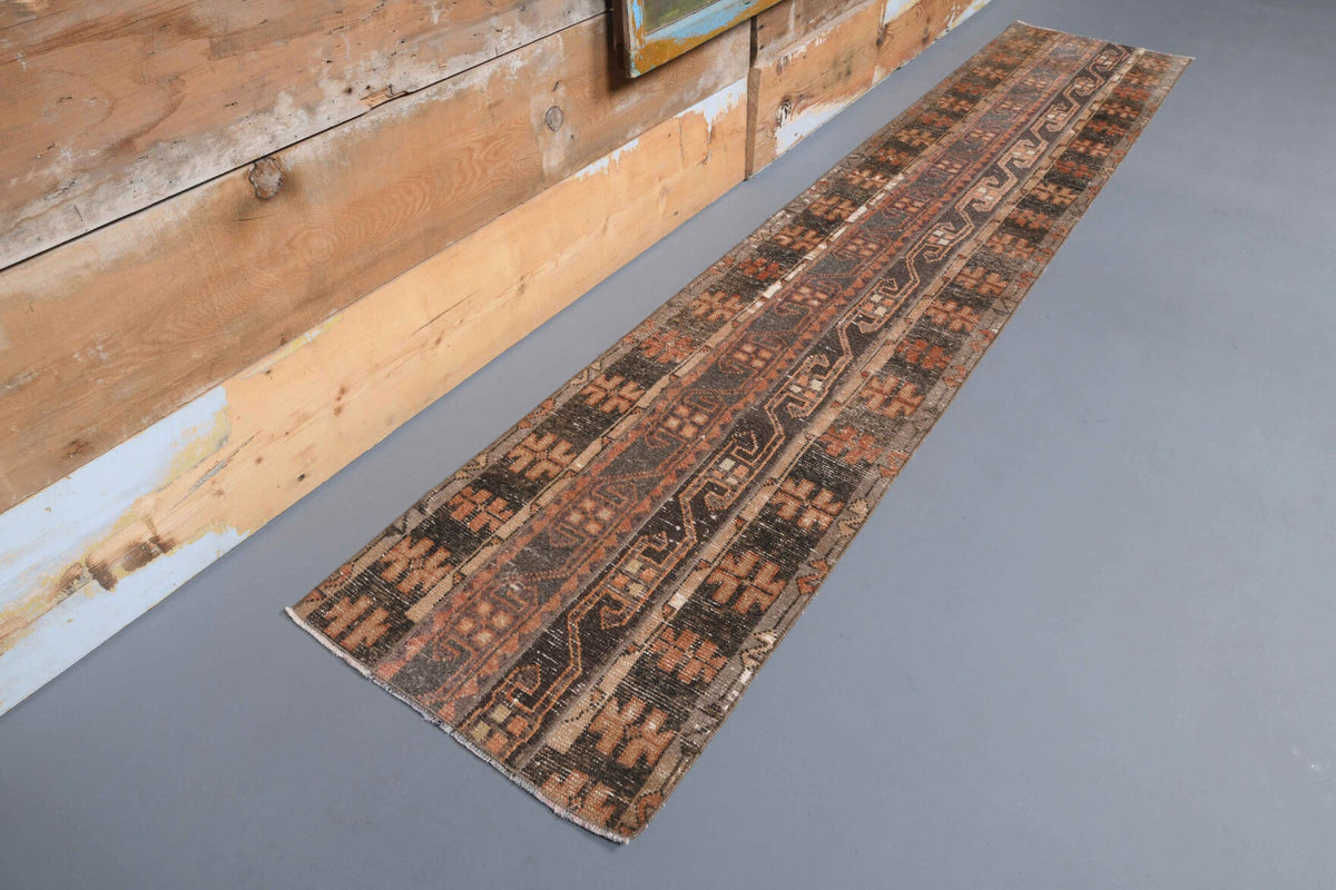 El yapımı vintage yolluk 58x300 cm tribal desenli yün - detay görünümü