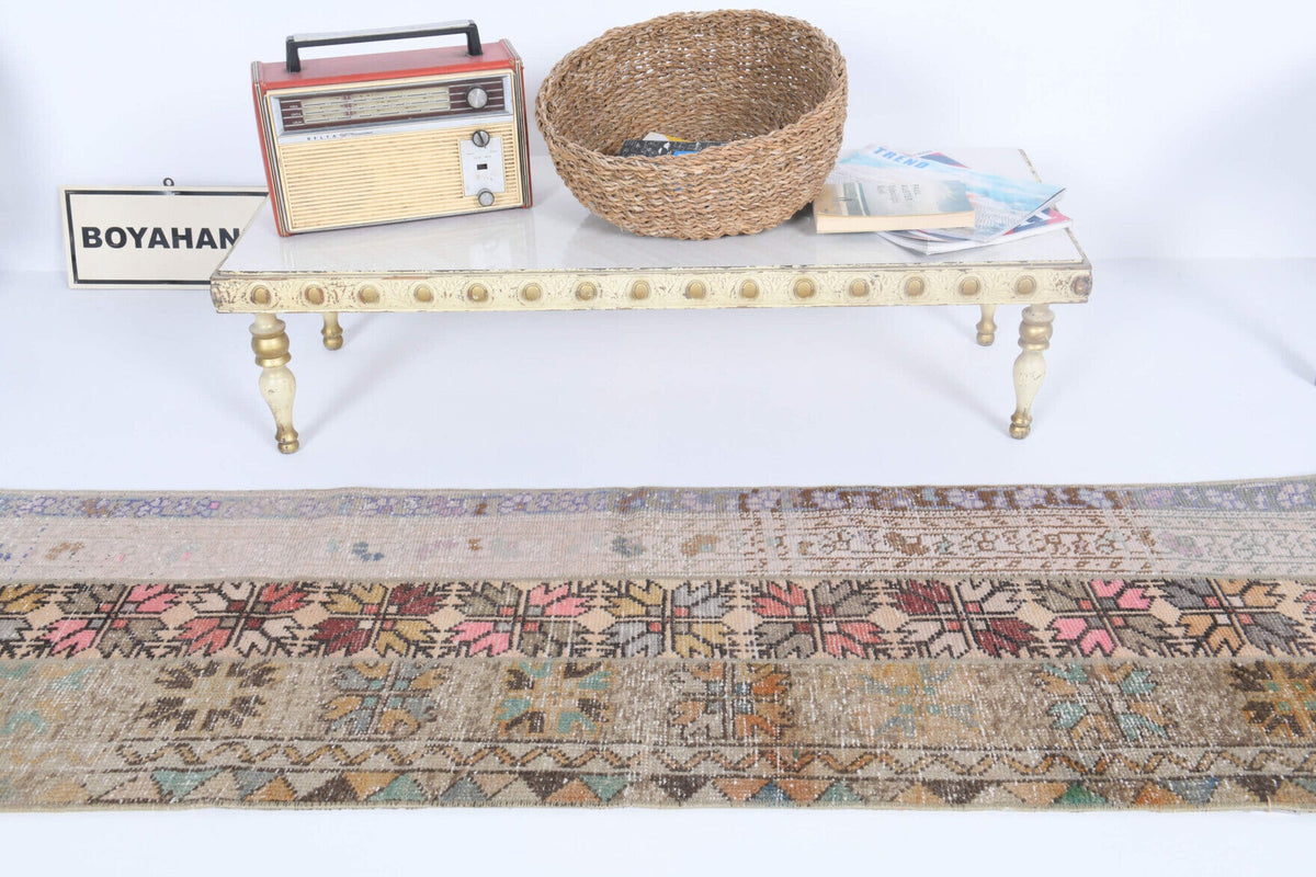 El yapımı vintage yolluk 56x178 cm oryantal desenli yün - detay görünümü