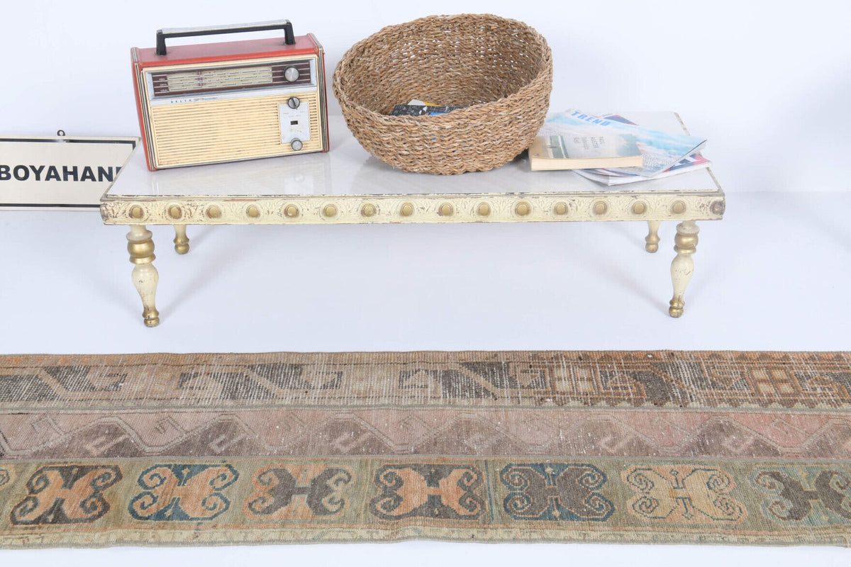 El yapımı vintage yolluk 51x180 cm oryantal desenli yün - detay görünümü