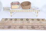 El yapımı vintage yolluk 56x152 cm tribal desenli yün - detay görünümü