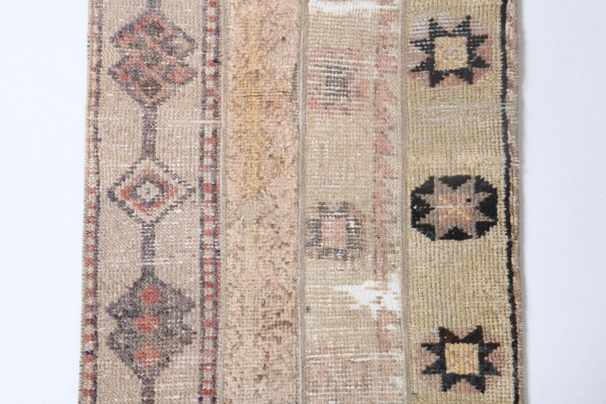 El yapımı vintage yolluk 56x152 cm tribal desenli yün - desen detayı