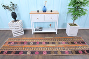 El yapımı vintage yolluk 79x272 cm patchwork desenli yün - detay görünümü
