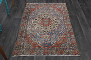 El yapımı vintage halı 117x208 cm oryantal desenli yün - detay görünümü