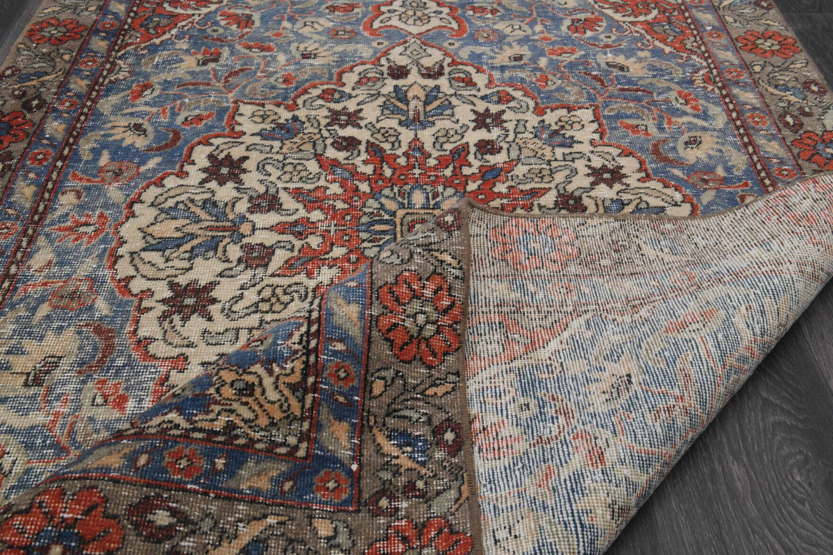 El yapımı vintage halı 117x208 cm oryantal desenli yün - farklı açıdan görünüm