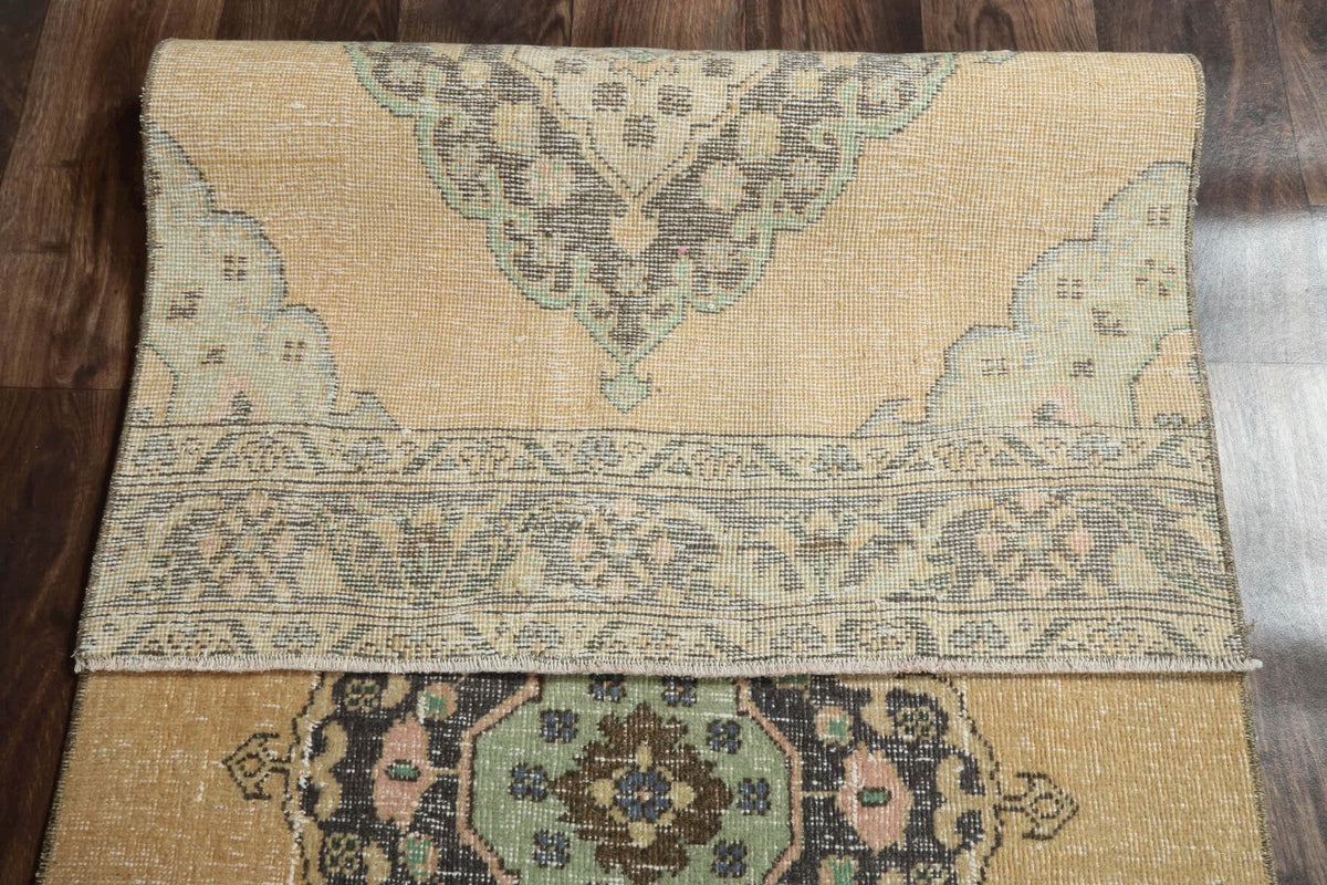 El yapımı vintage yolluk 91x394 cm oryantal desenli yün - detay görünümü