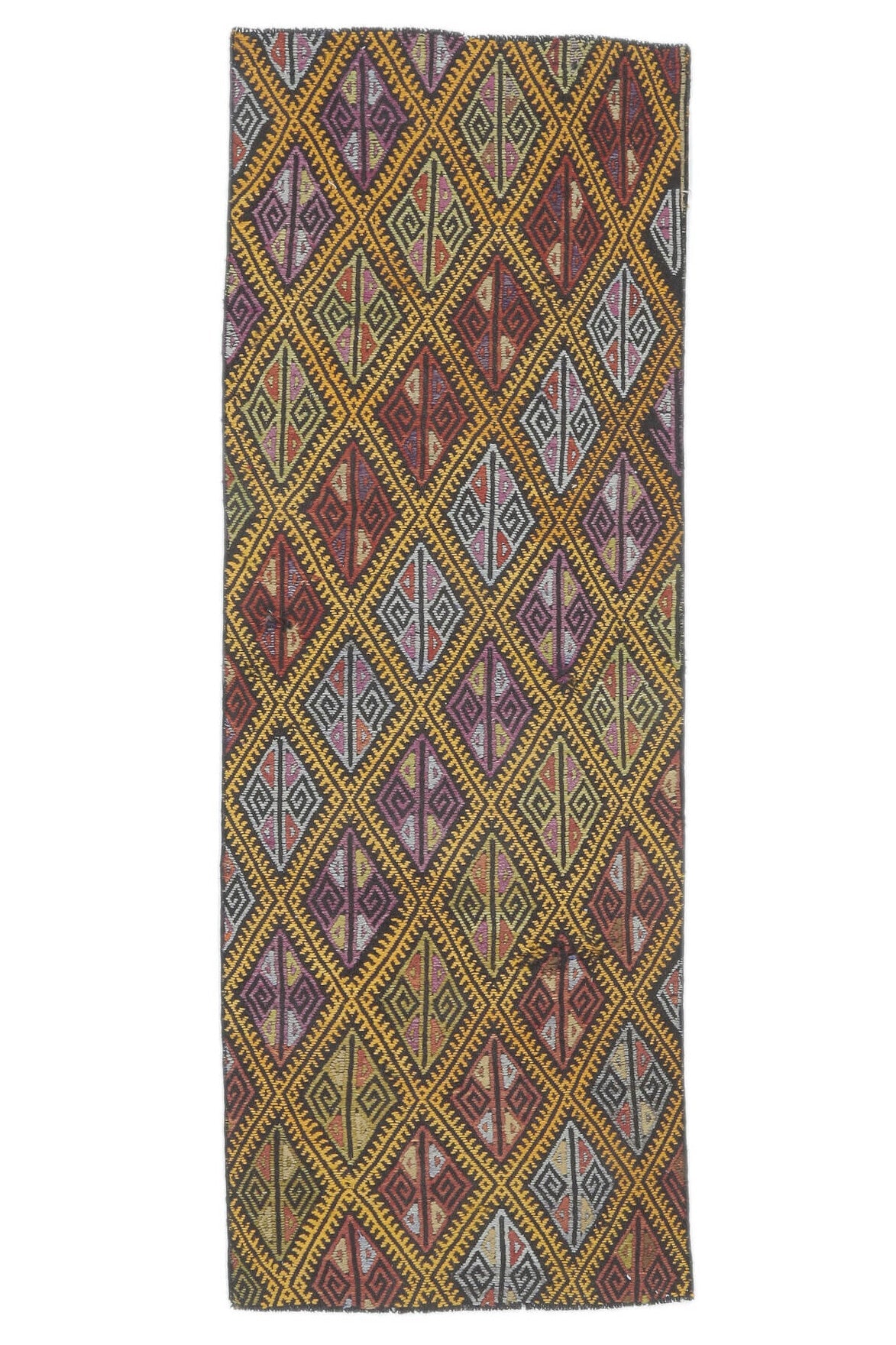 El yapımı vintage yolluk 61x183 cm i̇kat desenli yün - farklı açıdan görünüm