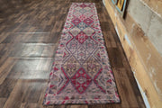 El yapımı vintage yolluk 76x345 cm i̇kat desenli yün - detay görünümü