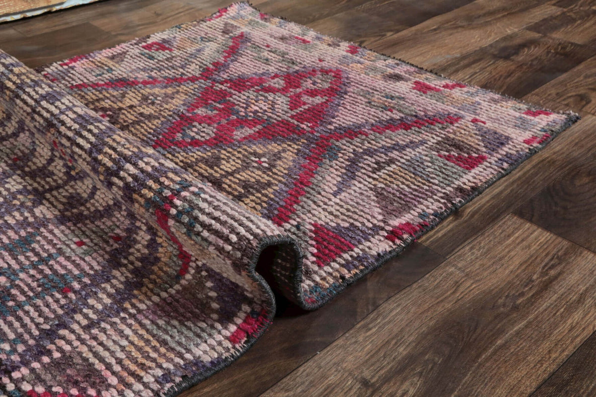 El yapımı vintage yolluk 76x345 cm i̇kat desenli yün - desen detayı