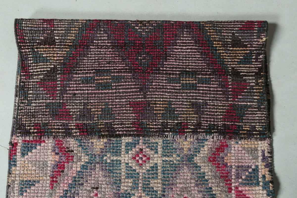 El yapımı vintage yolluk 76x345 cm i̇kat desenli yün