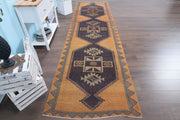 El yapımı vintage yolluk 117x422 cm tribal desenli yün - detay görünümü