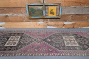 1970'lerden Anadolu kökenli ikat desenli el dokuma vintage yolluk, 97x370 cm