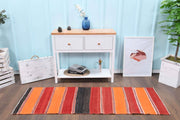 1960'lardan Anadolu kökenli çizgili vintage kilim yolluk, 68x199 cm