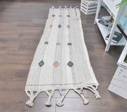 1960'lardan Anadolu kökenli düz zeminli vintage kilim yolluk, 80x250 cm