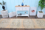 El yapımı vintage yolluk 86x348 cm oryantal desenli yün - detay görünümü