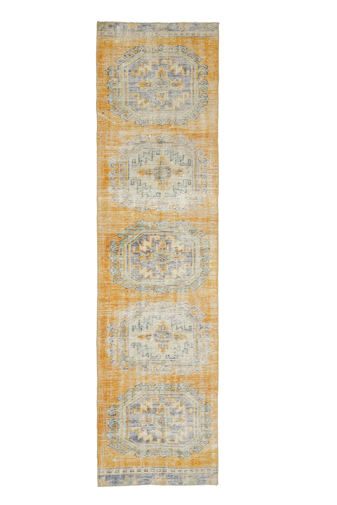 El yapımı vintage yolluk 76x320 cm oryantal desenli yün - farklı açıdan görünüm