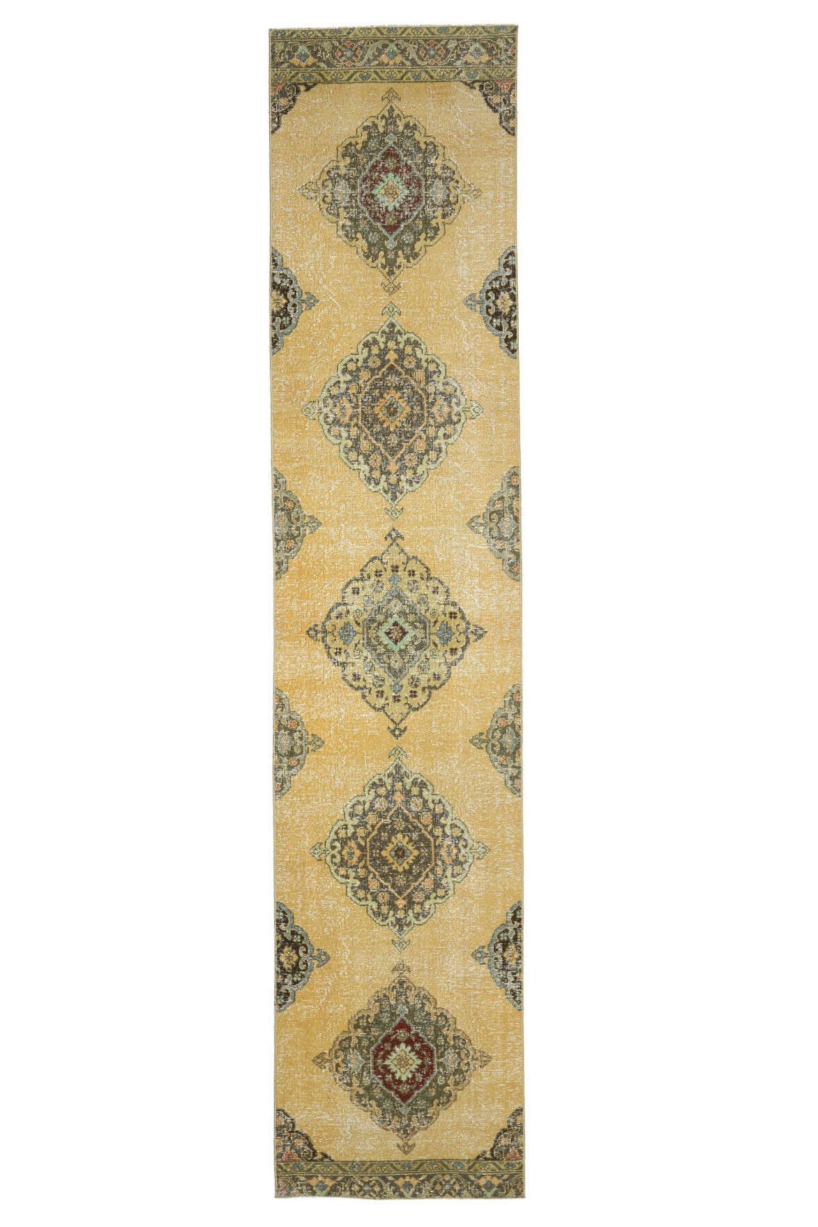 El yapımı vintage yolluk 79x391 cm oryantal desenli yün - farklı açıdan görünüm