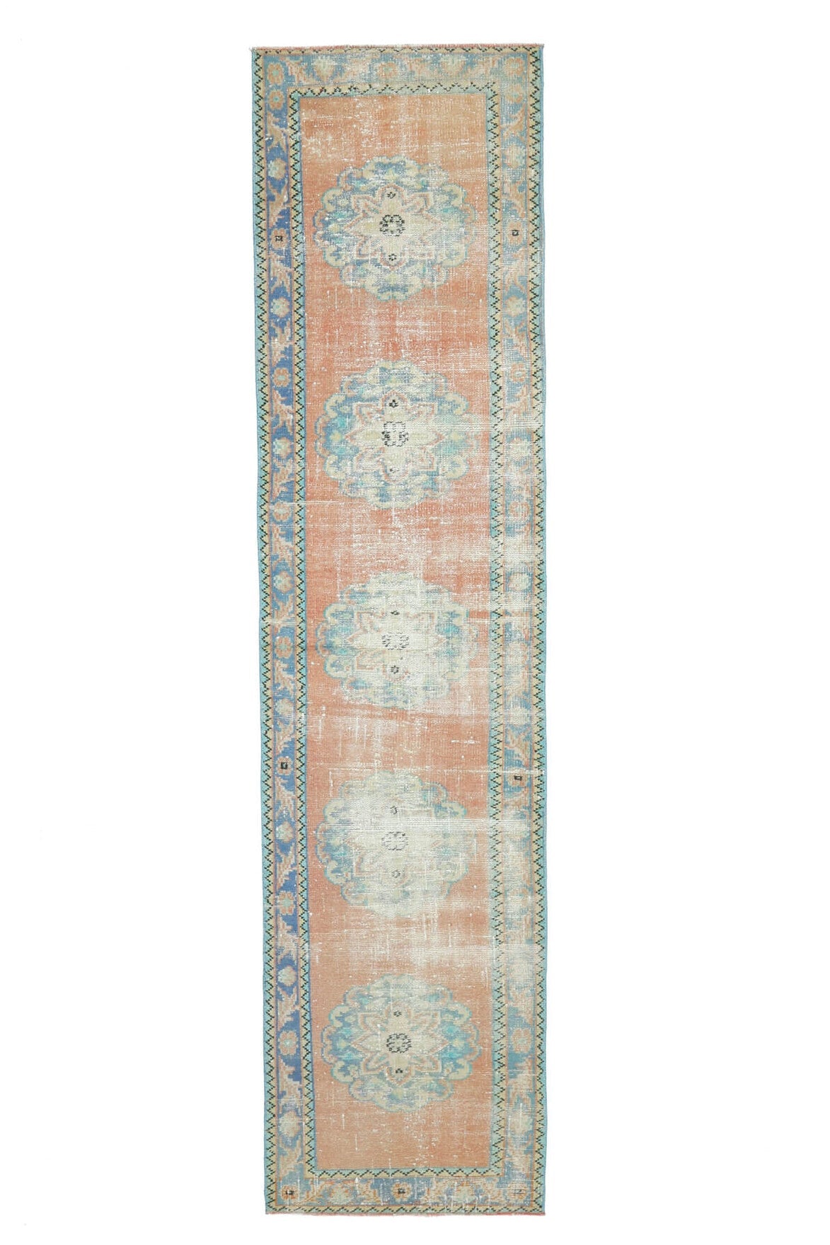 El yapımı vintage yolluk 79x320 cm oryantal desenli yün - farklı açıdan görünüm