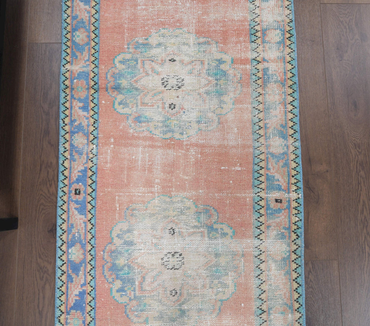 El yapımı vintage yolluk 79x320 cm oryantal desenli yün - mekan görünümü