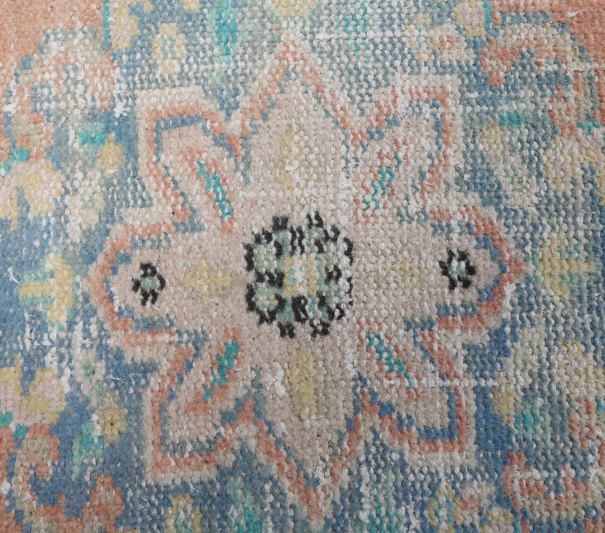El yapımı vintage yolluk 79x320 cm oryantal desenli yün - üstten görünüm