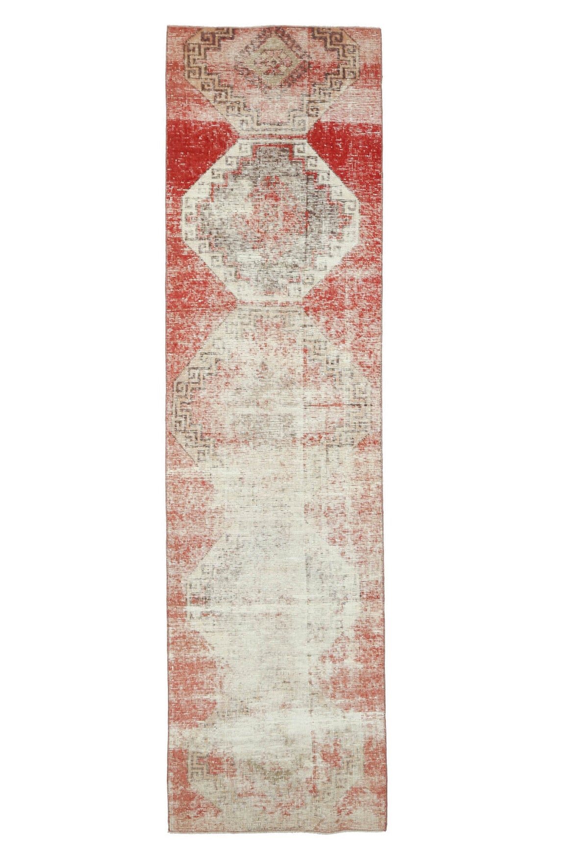 El yapımı vintage yolluk 79x307 cm geleneksel desenli yün - farklı açıdan görünüm