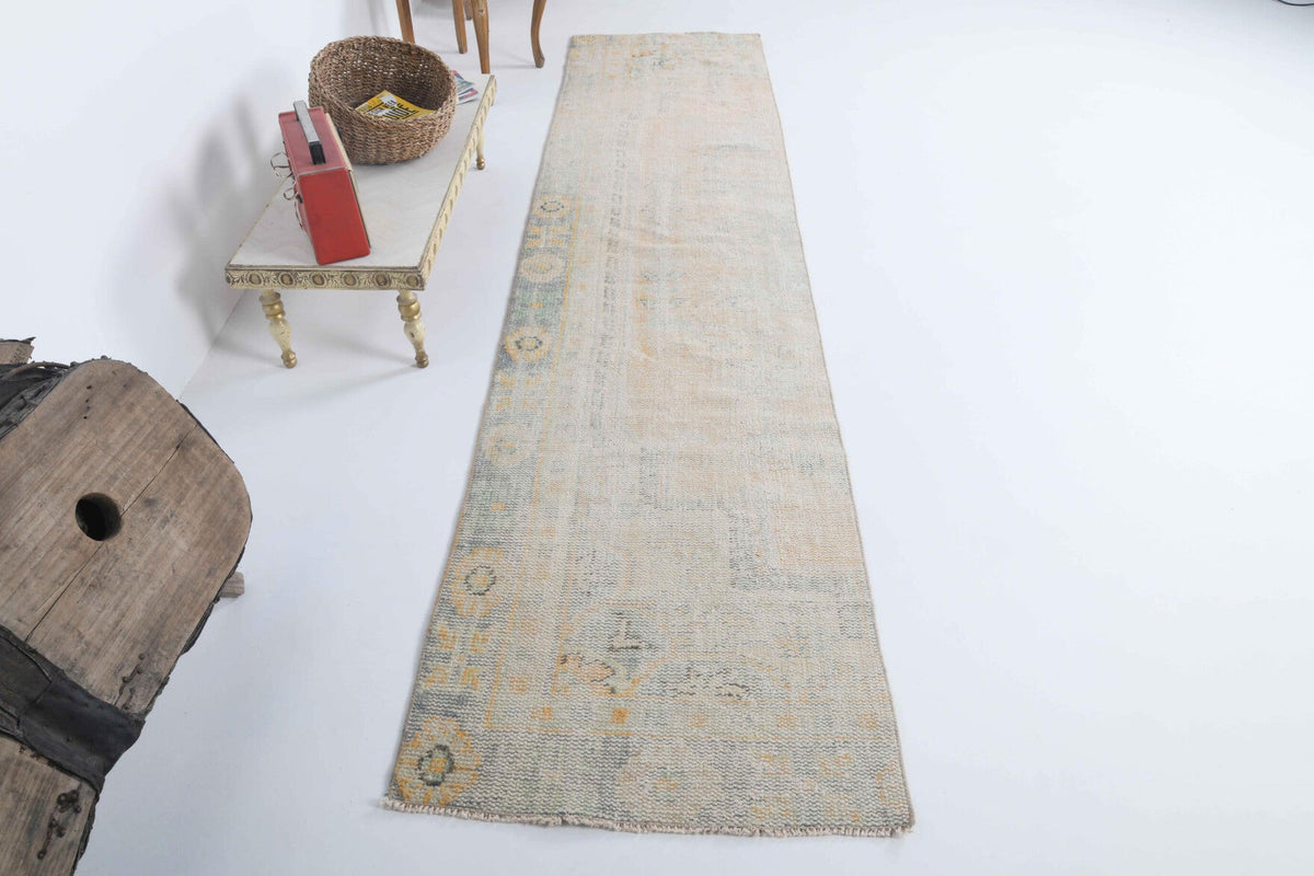 El yapımı vintage yolluk 79x323 cm soyut desenli yün - detay görünümü