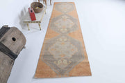El yapımı vintage yolluk 91x351 cm geometrik desenli yün - detay görünümü