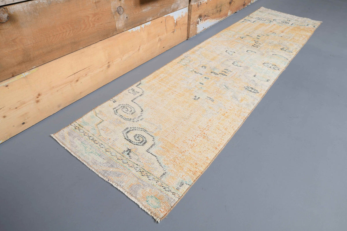 El yapımı vintage yolluk 64x254 cm soyut desenli yün - detay görünümü