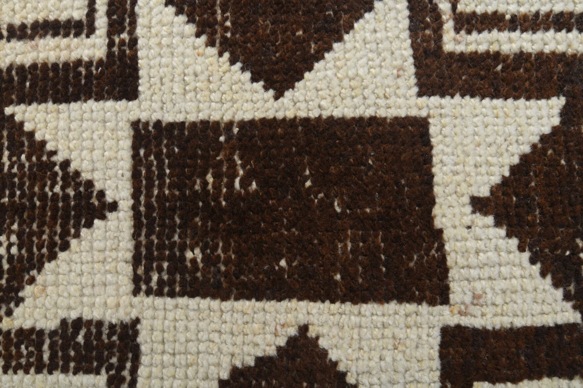 White Oushak Vintage Runner Rug