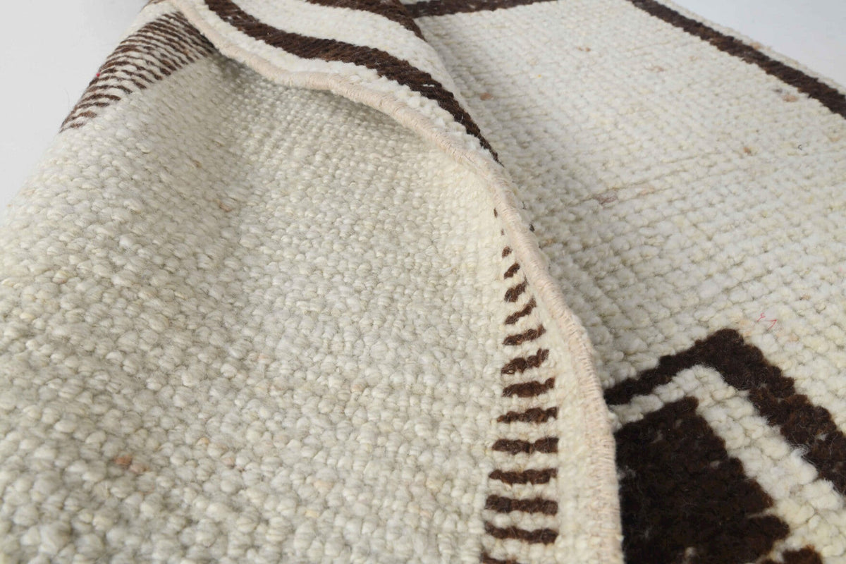 White Oushak Vintage Runner Rug