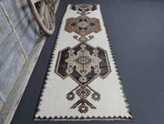El yapımı vintage yolluk 91x315 cm oryantal desenli yün - detay görünümü