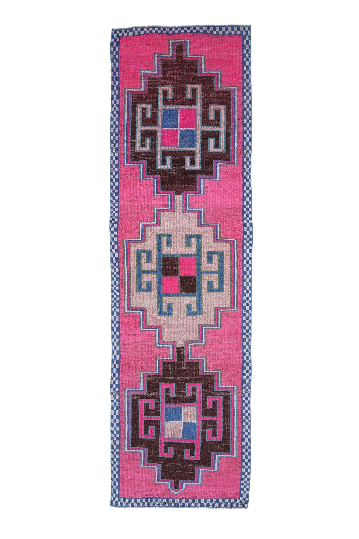 El yapımı vintage yolluk 97x335 cm oryantal desenli yün - açık alan görünümü