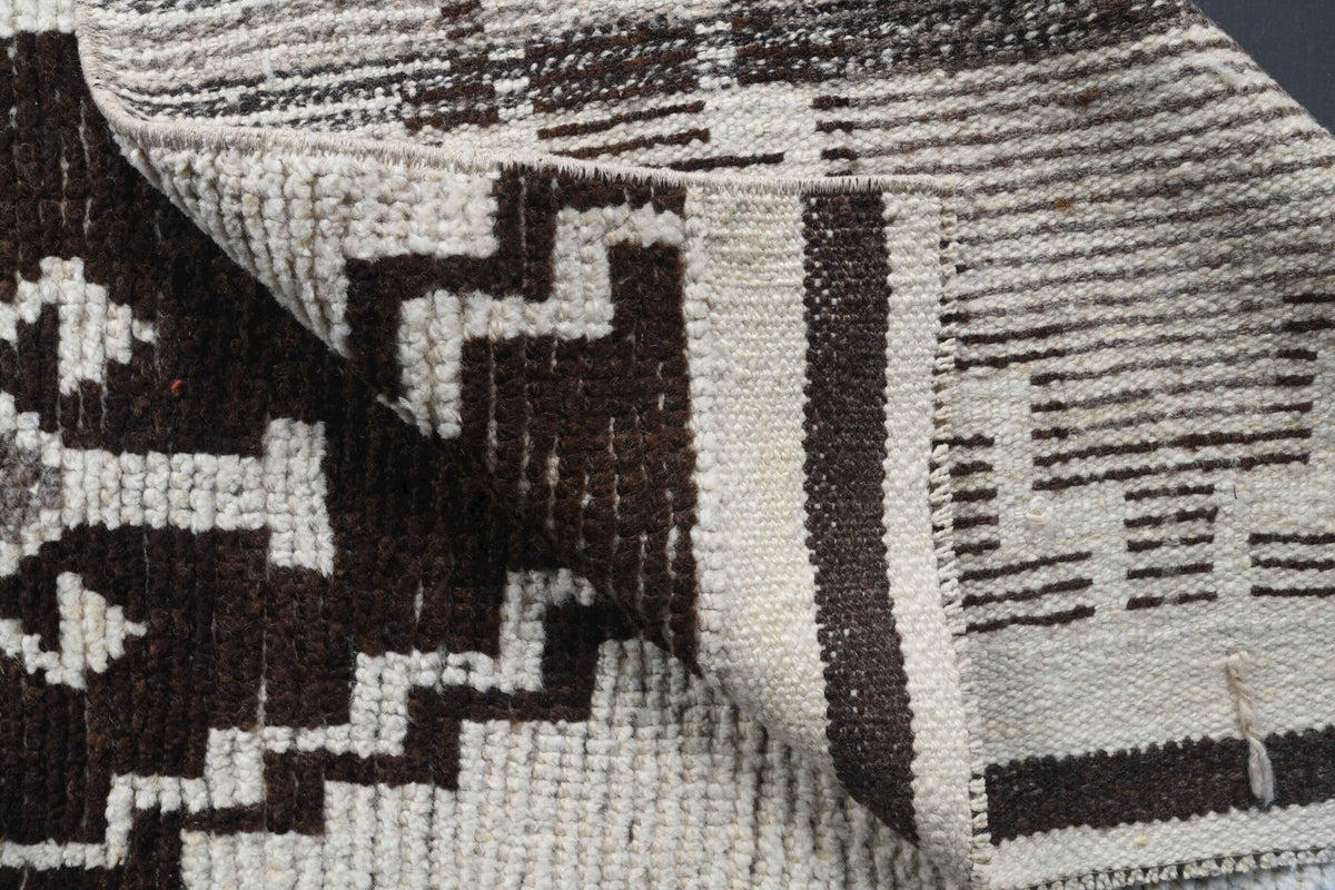 Vintage White Ikat Oushak Runner Rug