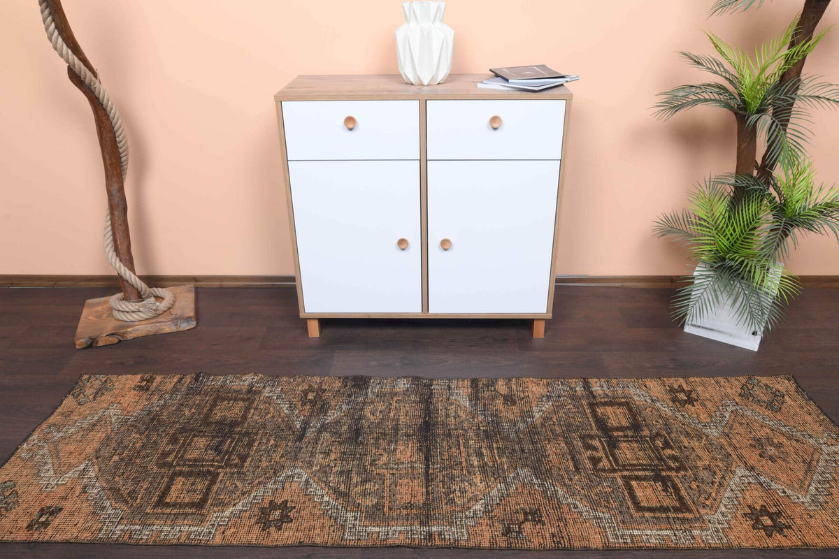 El yapımı vintage yolluk 71x257 cm ombre desenli yün - detay görünümü