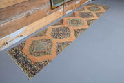 El yapımı vintage yolluk 91x371 cm geometrik desenli yün - detay görünümü