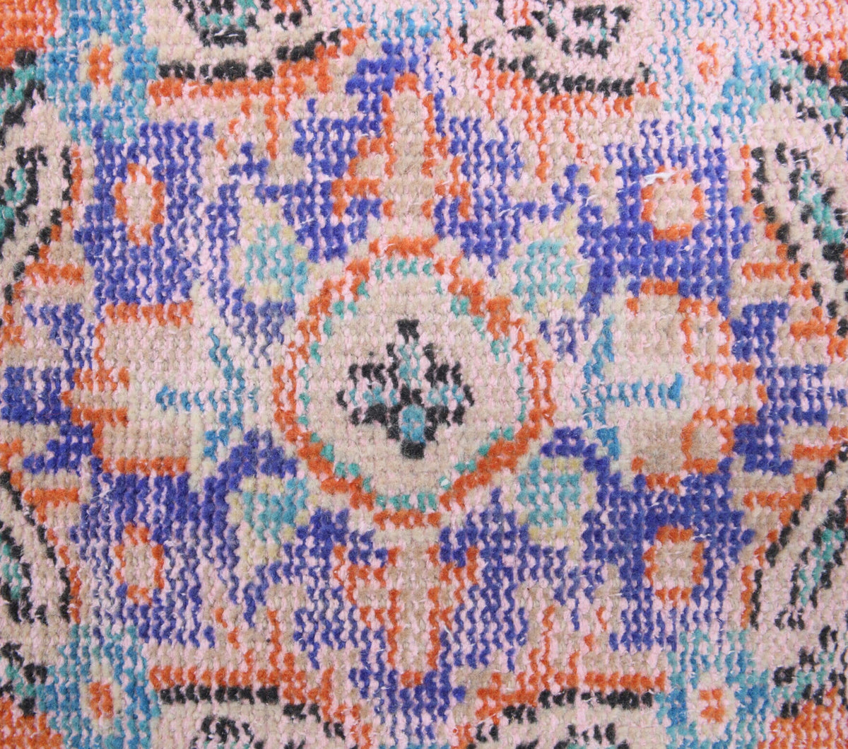 Antre ve koridor için oryantal desenli el dokuma vintage yolluk – 90x353 cm