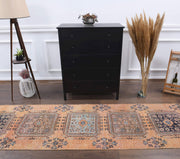 El yapımı vintage yolluk 86x325 cm çiçek desenli desenli yün - detay görünümü