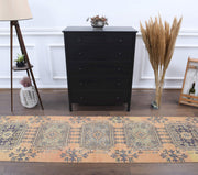 El yapımı vintage yolluk 79x330 cm çiçek desenli desenli yün - detay görünümü