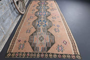 El yapımı vintage yolluk 170x406 cm kilim desenli yün - detay görünümü