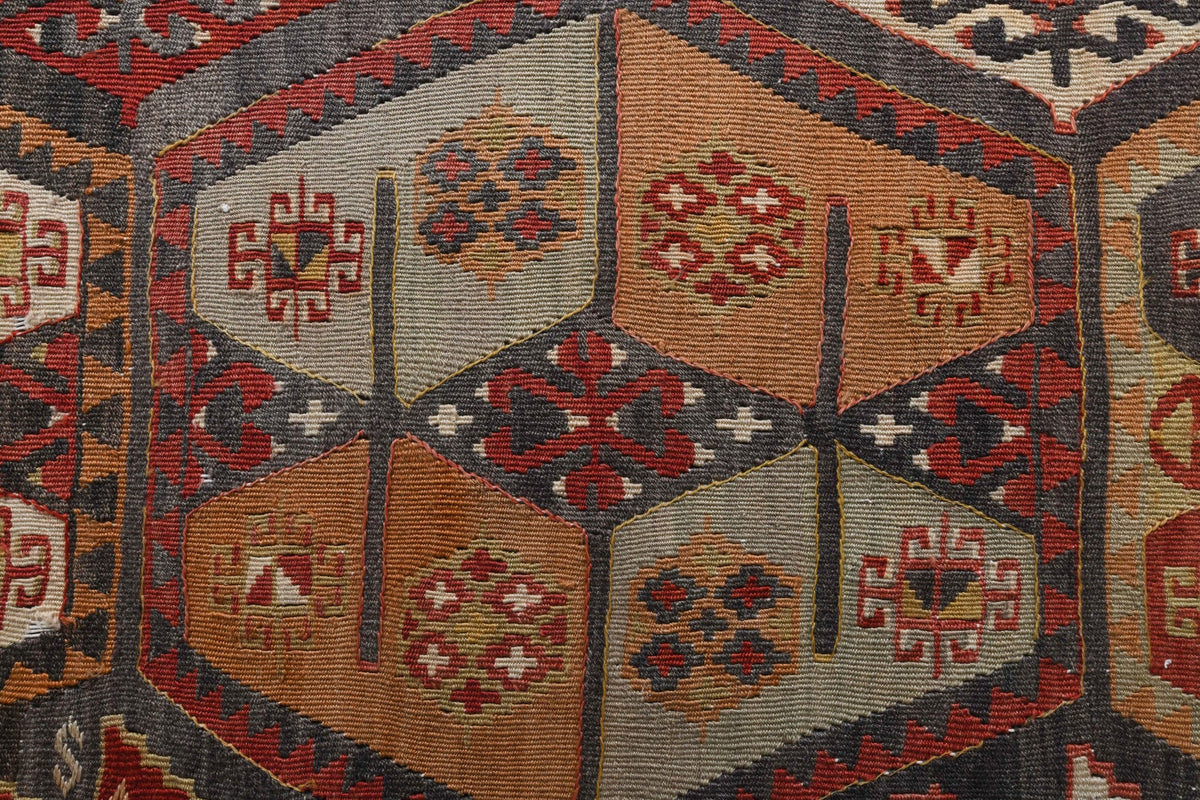 Antre ve koridor için kilim motifli vintage kilim yolluk – 160x427 cm