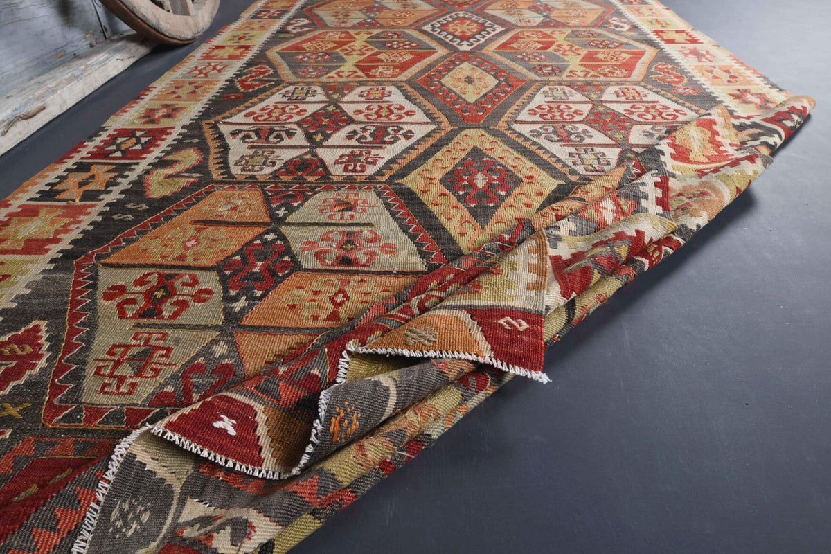 6,83 m² vintage kilim yolluk – Anadolu, 1960'lar