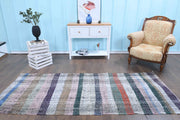 1960'lardan Anadolu kökenli çizgili vintage kilim yolluk, 110x270 cm
