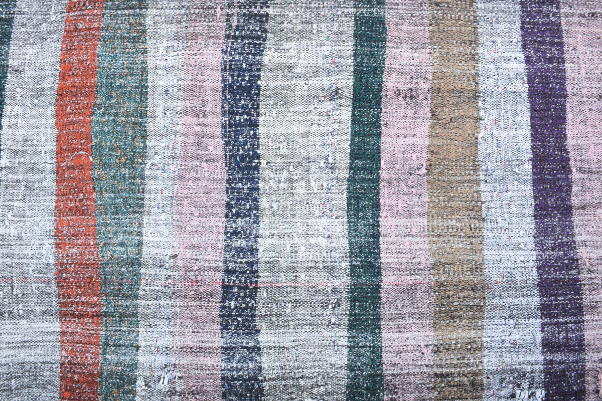 Gri renkli vintage kilim yolluk, %100 yün dokuma