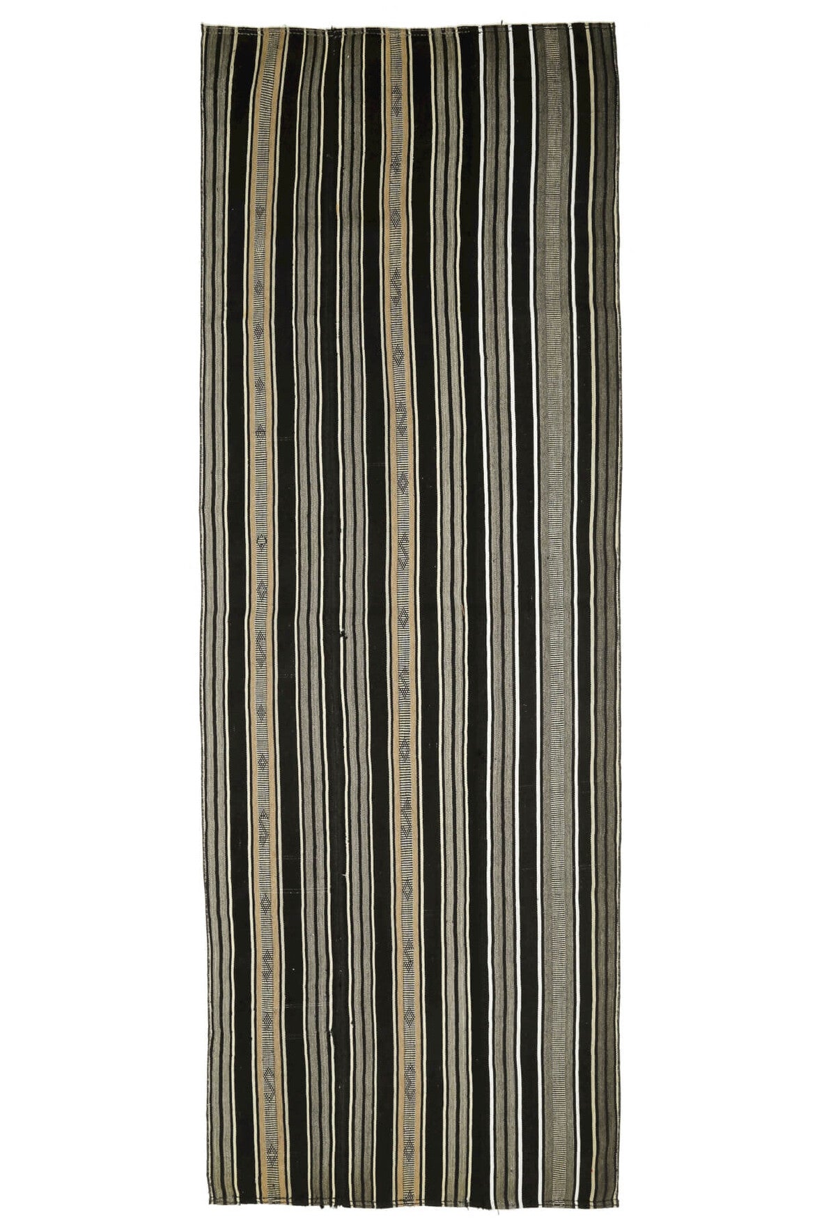 El yapımı vintage yolluk 140x409 cm kilim desenli yün - üstten görünüm
