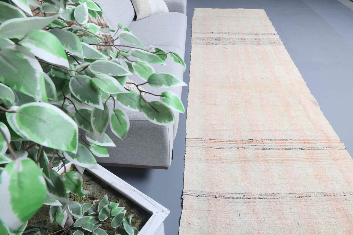 El yapımı vintage yolluk 119x381 cm kilim desenli yün - detay görünümü