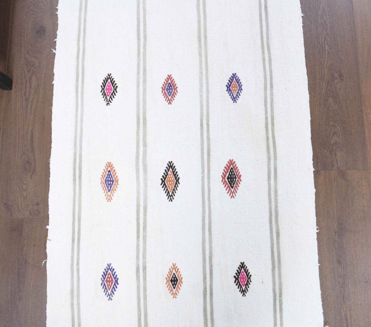 1960'lardan Anadolu kökenli çizgili vintage kilim yolluk, 80x230 cm