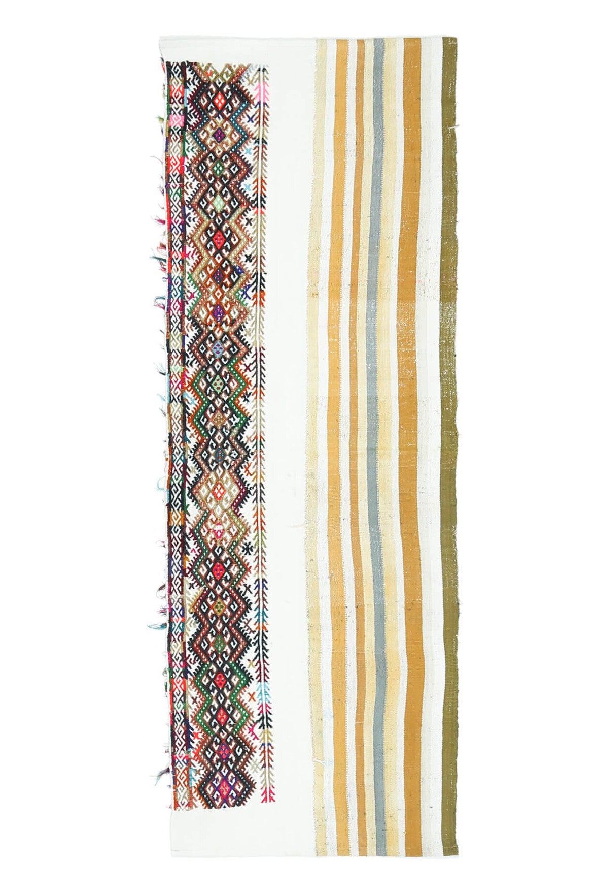 El yapımı vintage yolluk 76x213 cm çizgili desenli yün - farklı açıdan görünüm