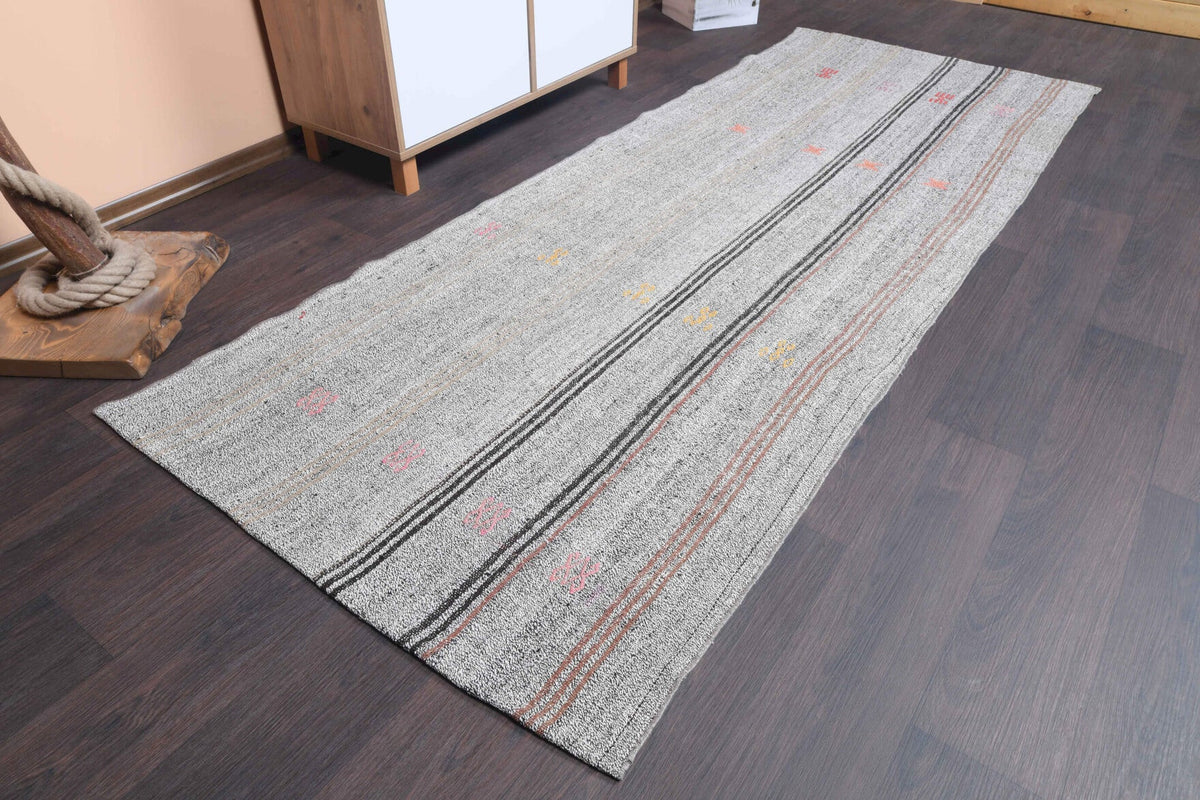 El yapımı vintage yolluk 102x264 cm düz desenli yün - detay görünümü